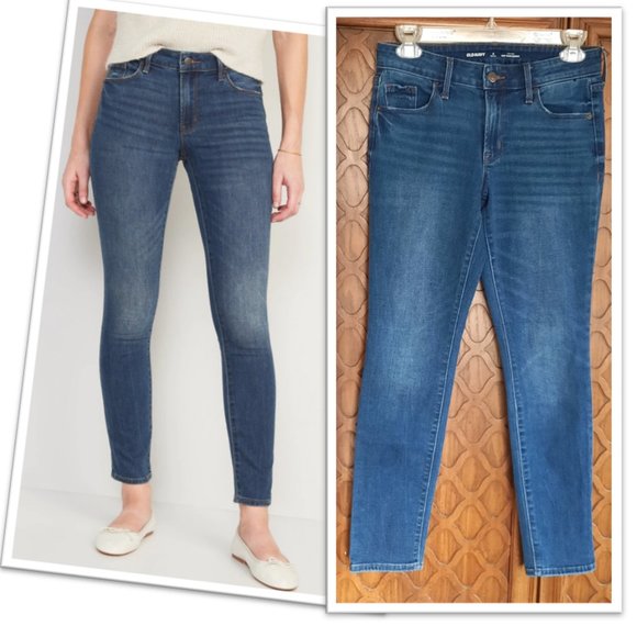 Old Navy Mid-Rise Pop Icon Skinny Crop Jeans - Dark Wash 4P - Picture 15 of 16